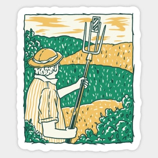 Farmer Selfie Stick // Funny Farmer Sketch Sticker